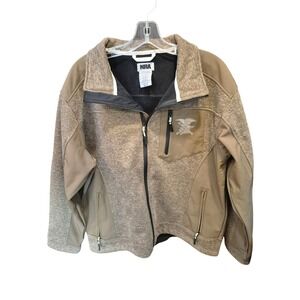 NRA Mens Full Zip Jacket Coat Eagle Logo Pockets Tan‎ Brown Outdoors